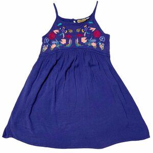Roebuck & Co Dress Girls Size XL (16) Blue Embroidered Made in India
